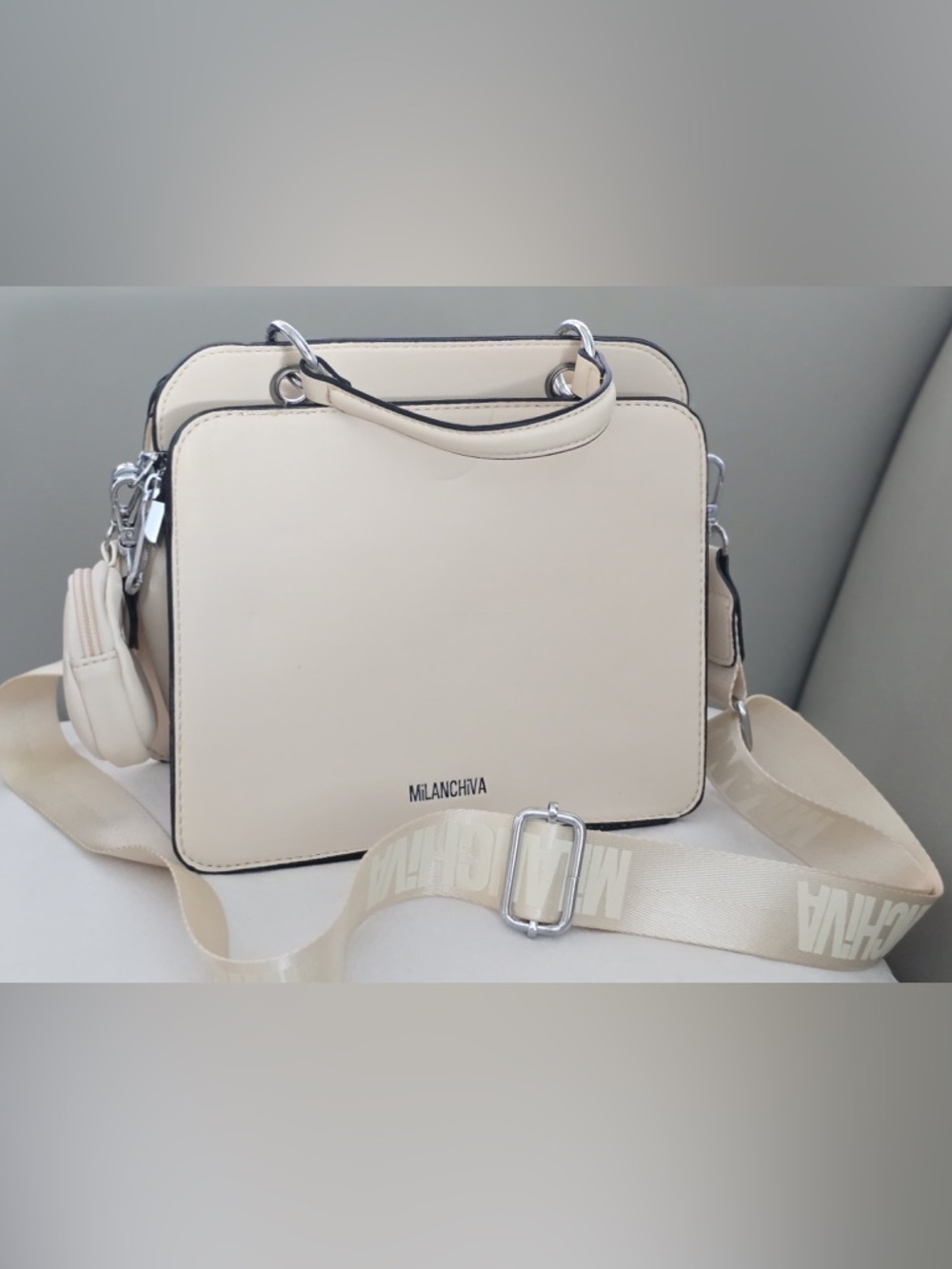 Cream Top-Handle Shoulder Bag